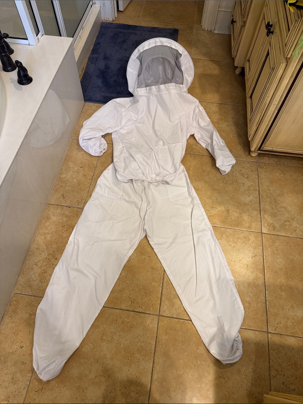 Adult White Beekeeper Costume Hooded Coverall Suit